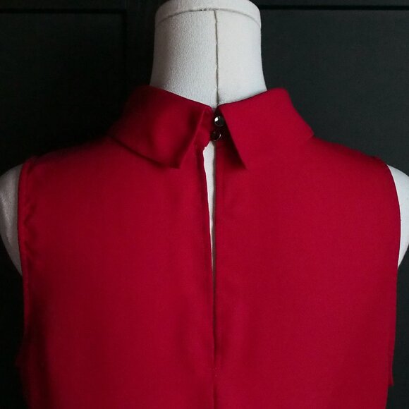 Willow & Thread | Red High Fold Down Collar Sleeveless Blouse - Picture 9 of 9